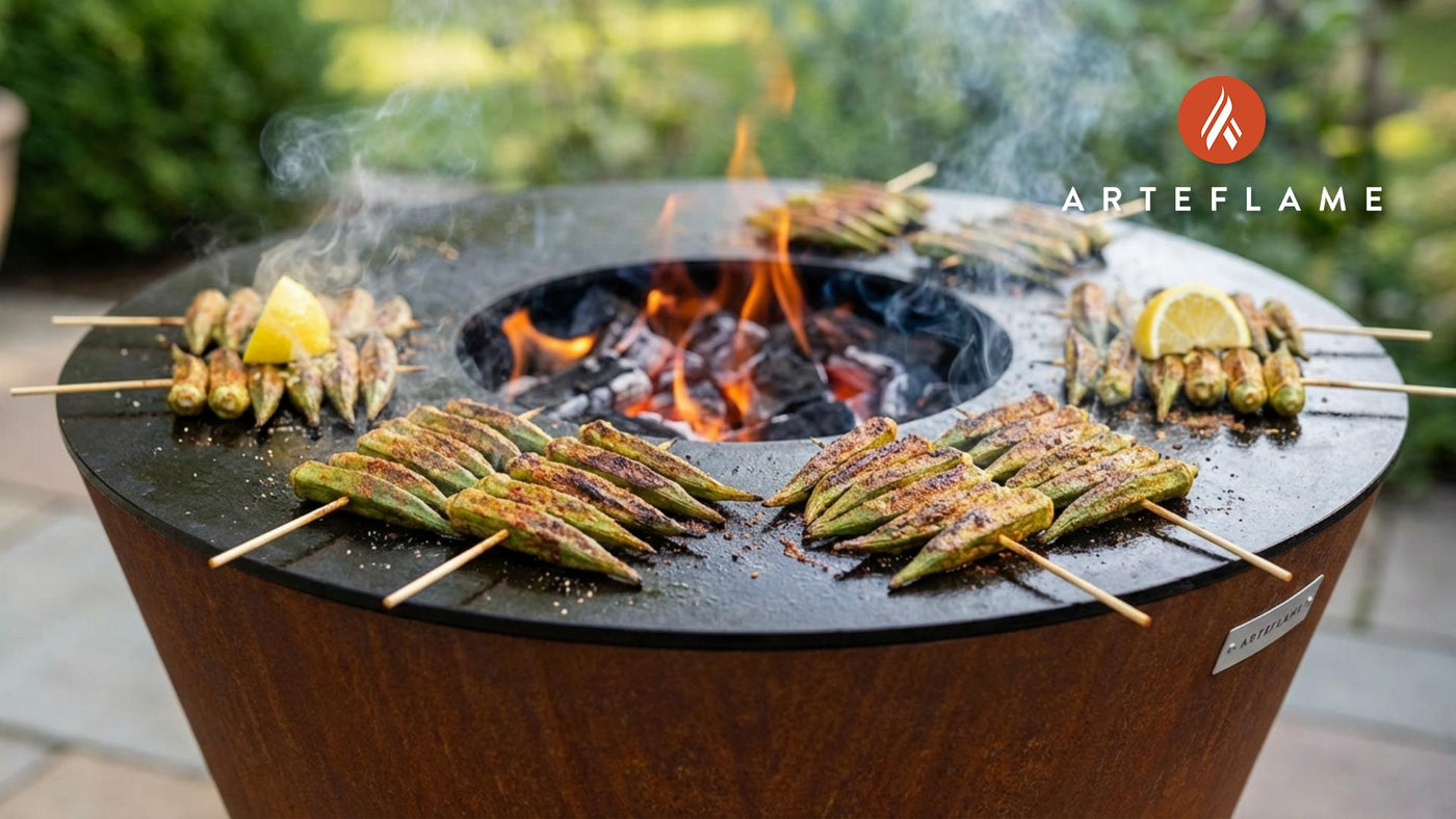 Smoky Virginia Grilled Okra Skewers on the Arteflame