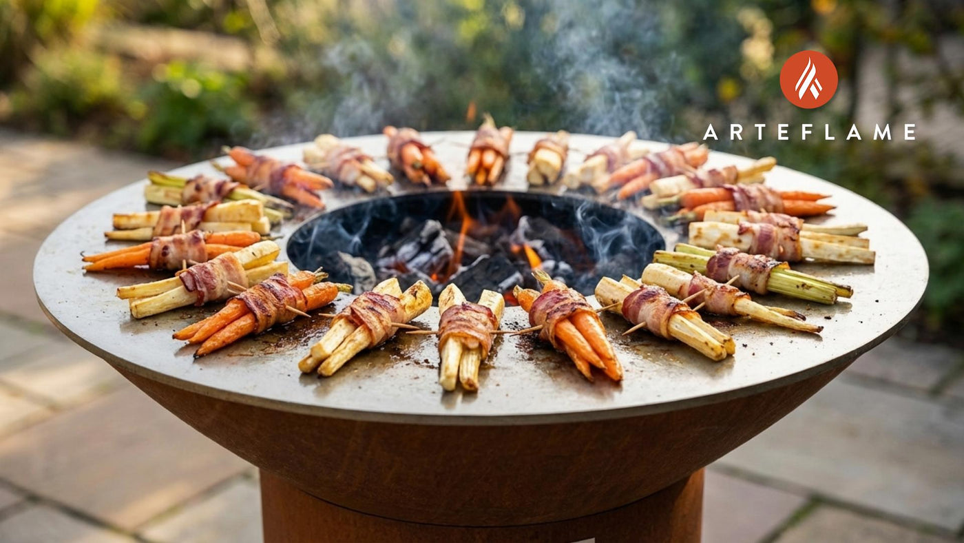 Rustic Finnish Wood-Fired Bacon Wrapped Root Vegetables
