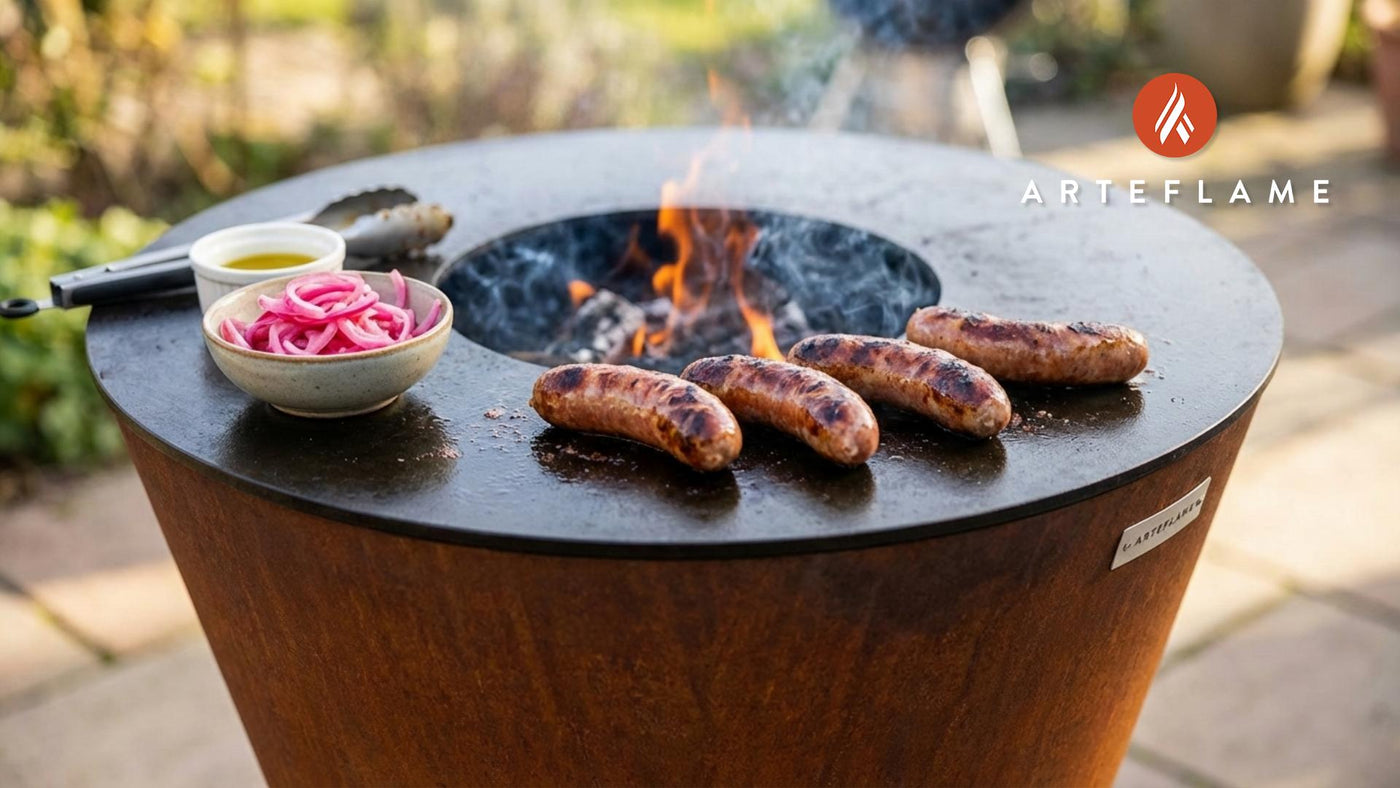 Swedish Beef Sausage Grill with Pickled Red Onions