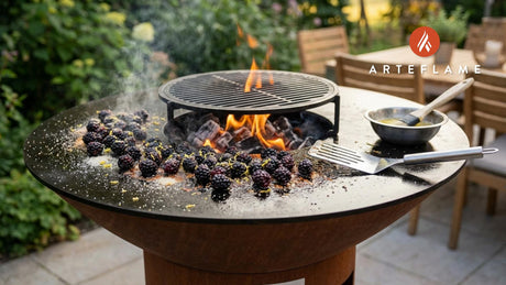 Grilled Washington Blackberries with Rich Vanilla Cream