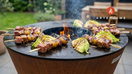 Grilled Corned Beef and Cabbage Skewers with Honey Mustard Glaze
