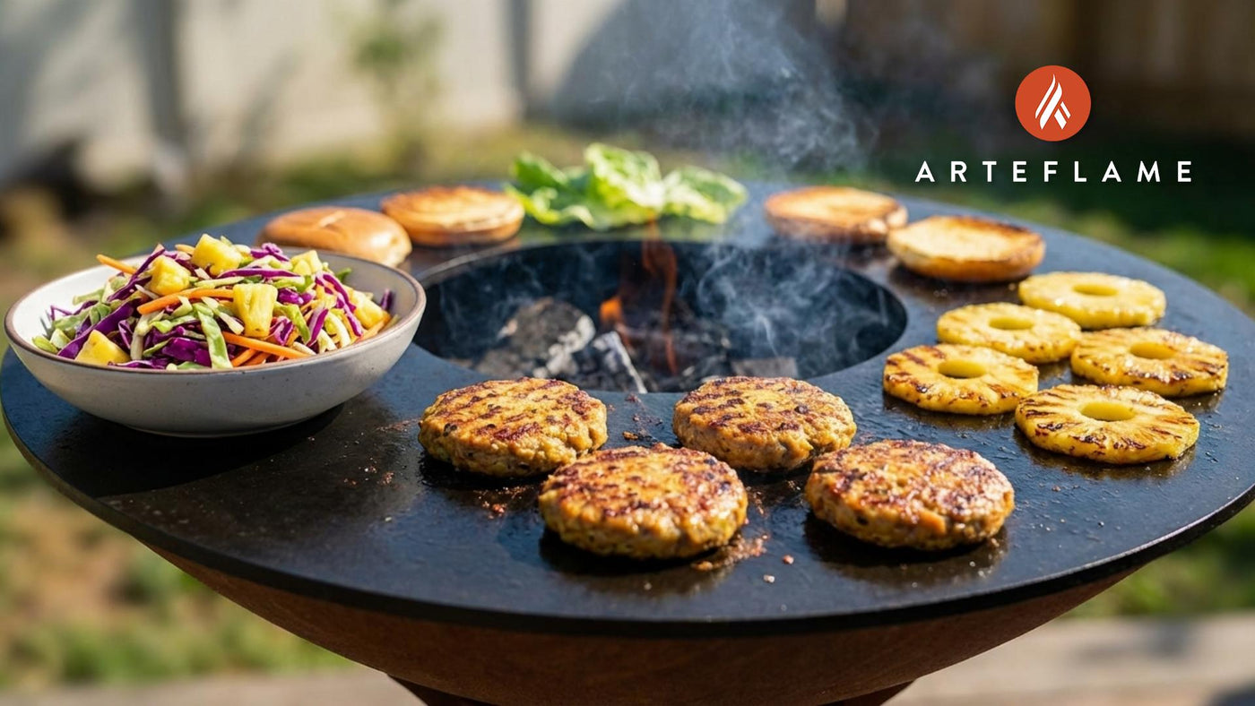Hawaiian Taro Burgers with Tropical Slaw