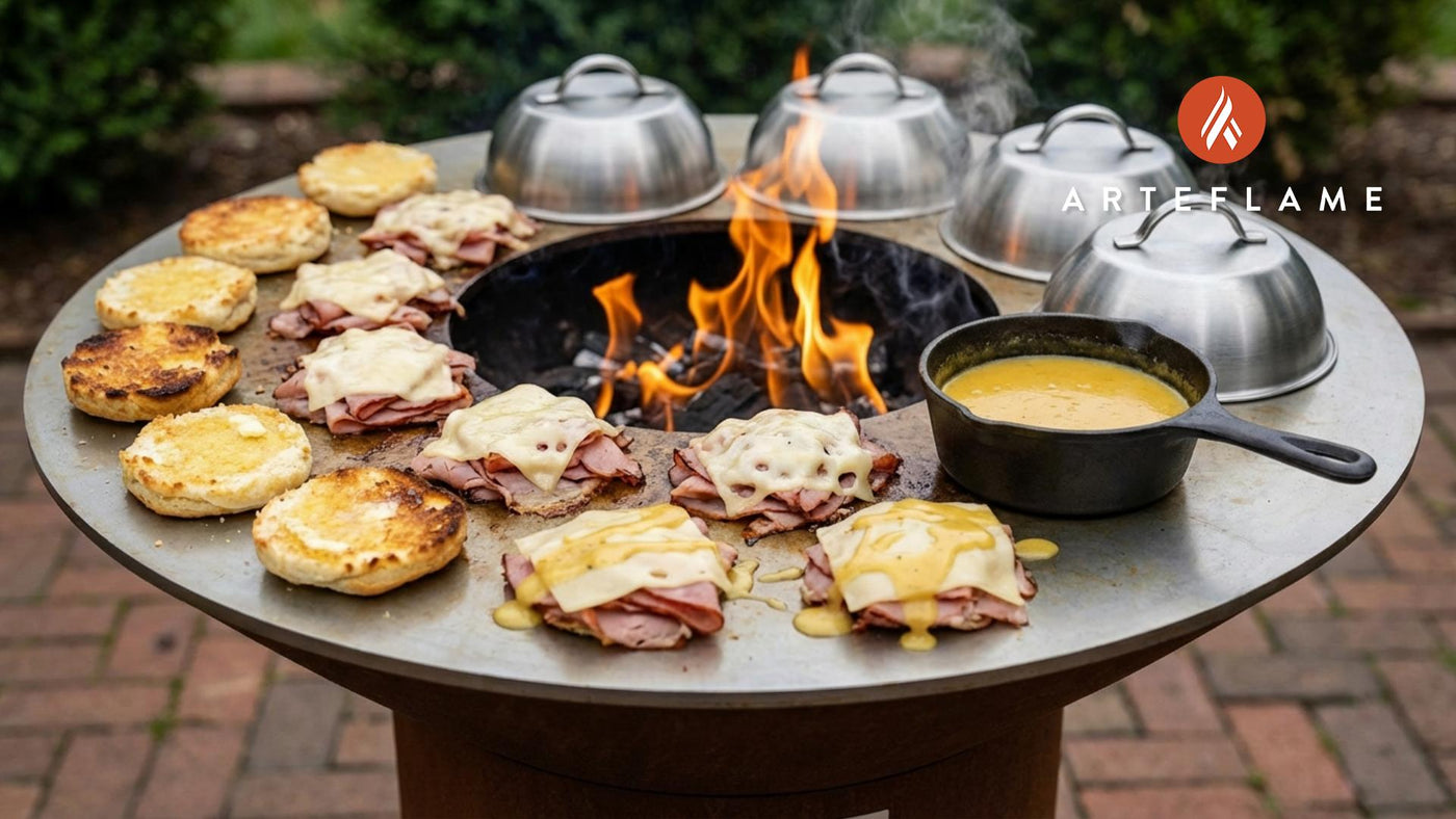 South Carolina Style Grilled Ham & Cheese Biscuits with Gold Sauce
