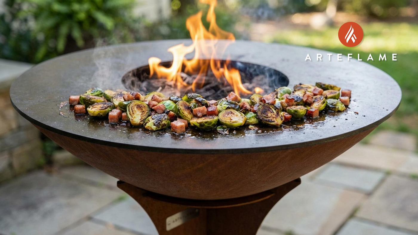 Smoky North Carolina Charred Brussels Sprouts with Crispy Country Ham