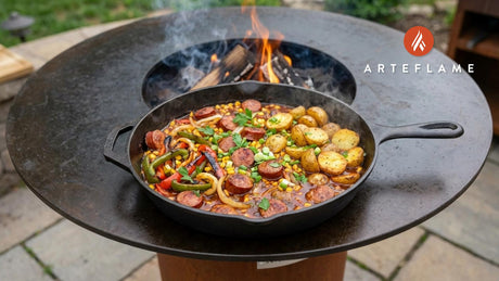 Nebraska BBQ Smoked Sausage Skillet Recipe for Arteflame Grills