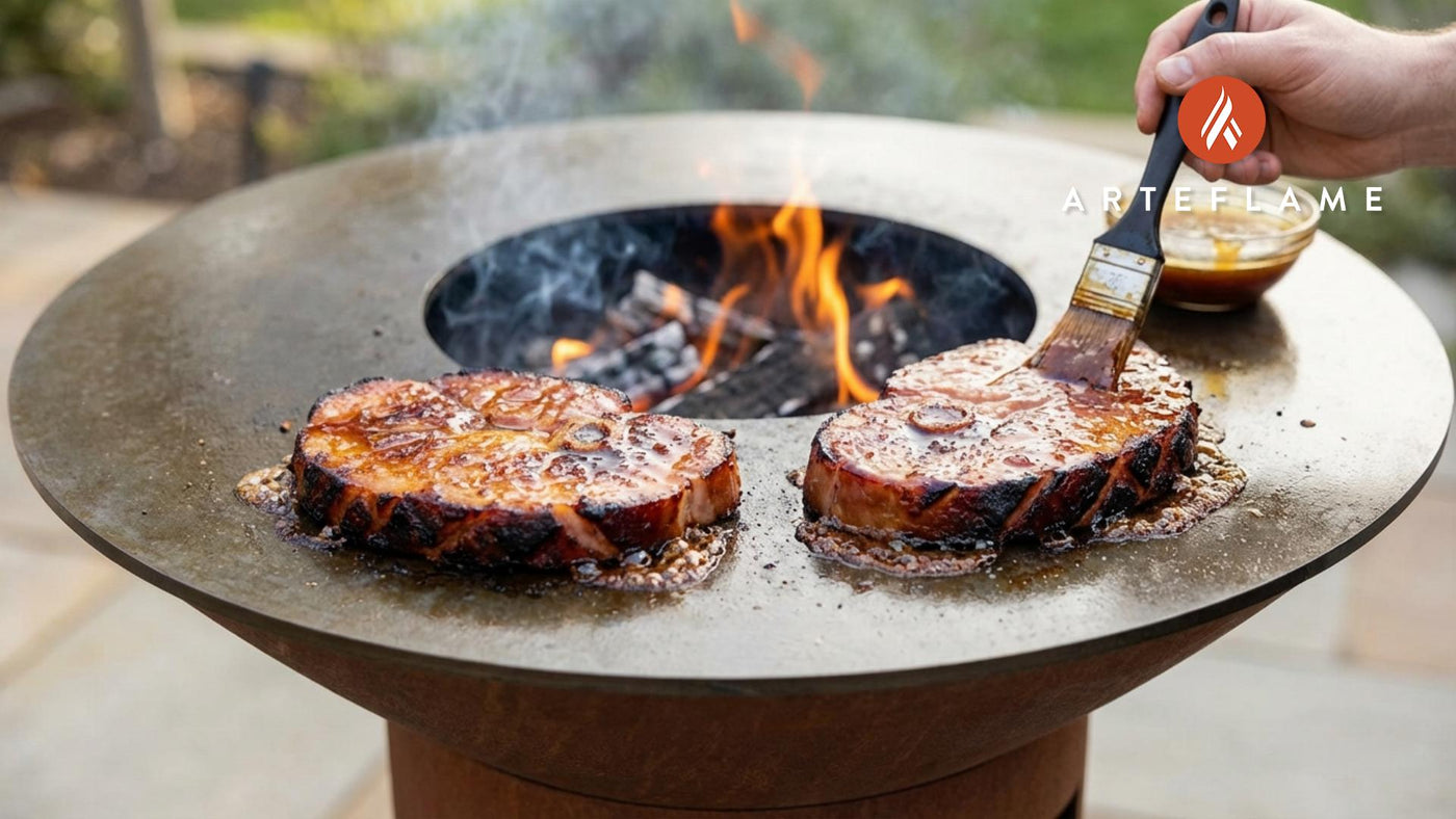 Grilled Vermont Maple Glazed Ham Steaks on the Arteflame