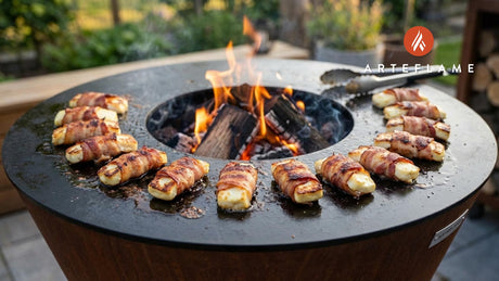 Smoked & Crispy: Bacon-Wrapped Finnish Squeaky Cheese on the Arteflame