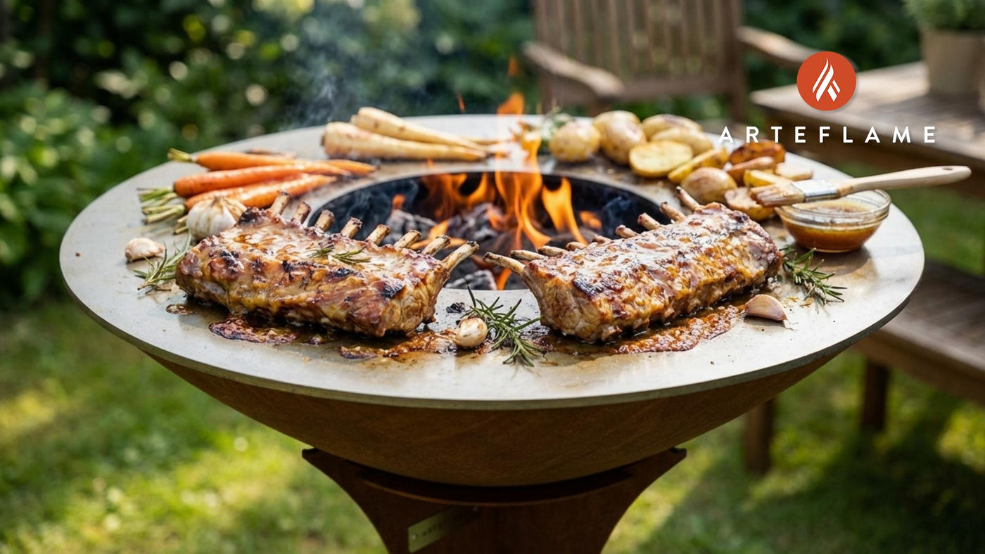Grilled Danish Honey Mustard Glazed Lamb Ribs on the Arteflame