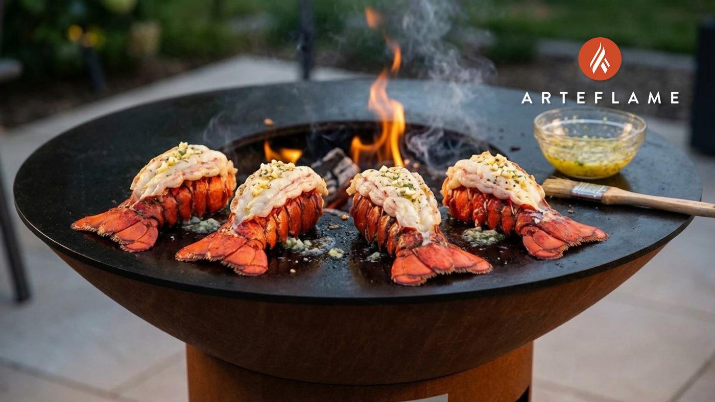Grilled Lobster Tails with Melted Butter on the Arteflame Grill