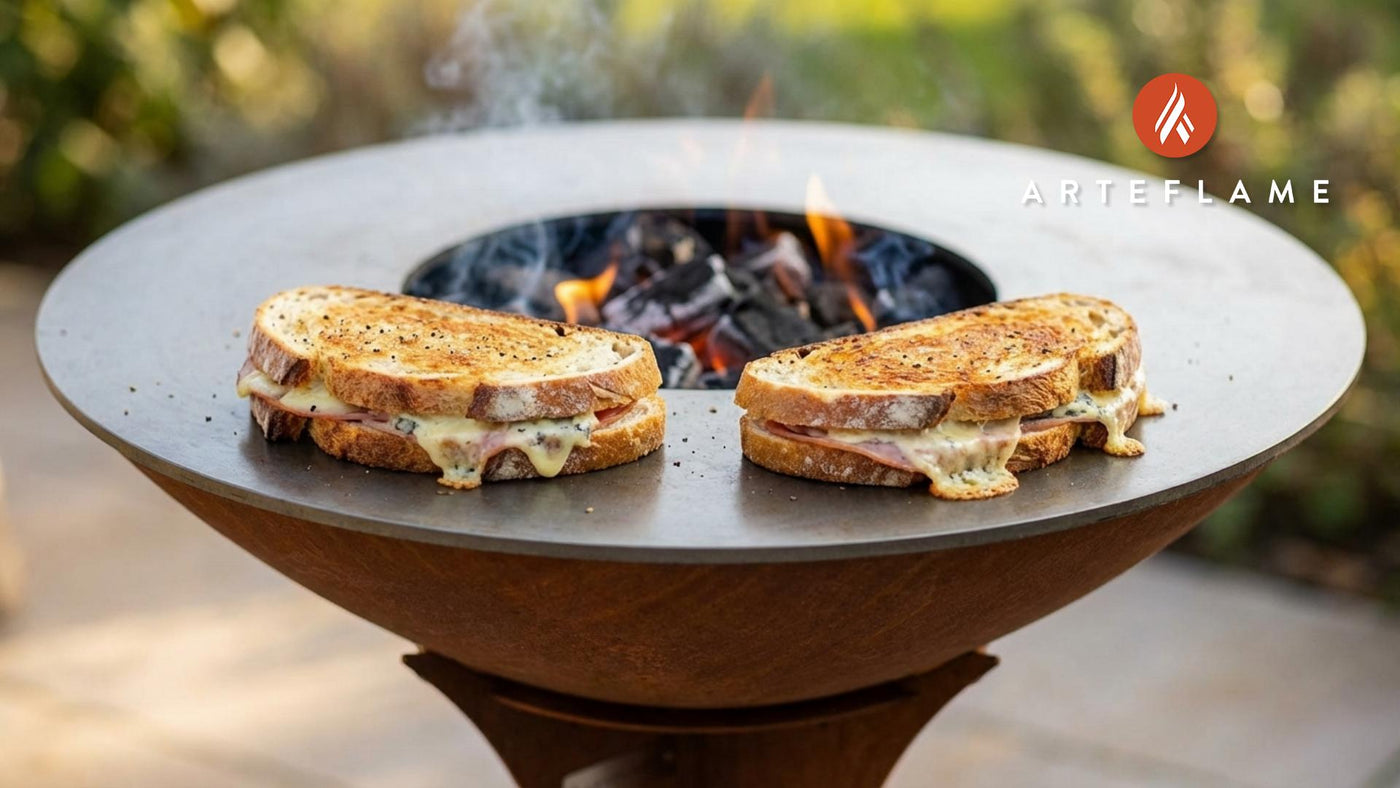 Grilled Croque Auvergnat with Bleu d’Auvergne on the Arteflame