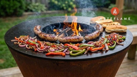 Kansas Style Grilled Bratwurst with Caramelized Peppers & Onions