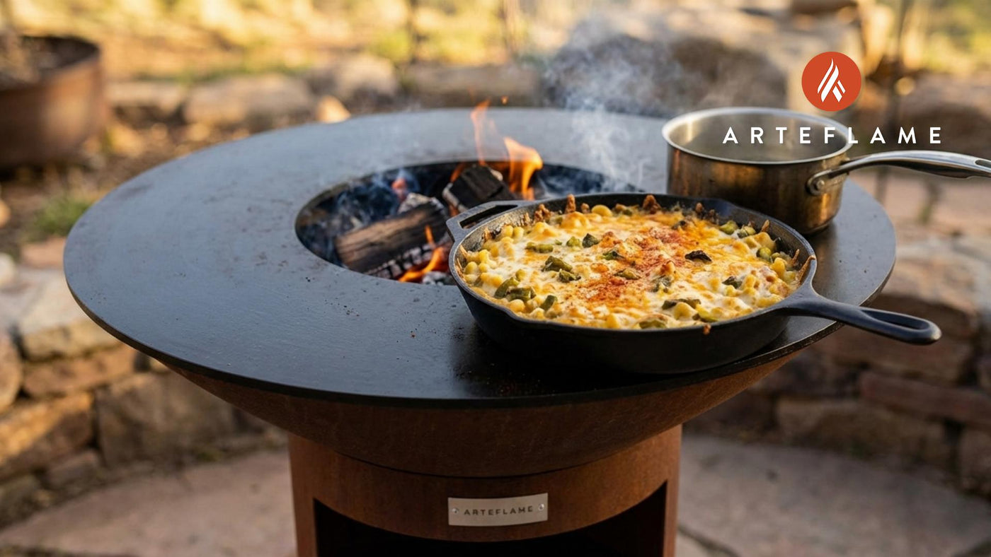Smoky Colorado Green Chili Mac and Cheese on the Arteflame Grill