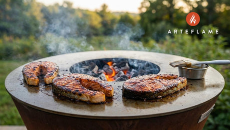 Grilled Alaska Silver Salmon Steaks with Sticky Maple-Soy Glaze