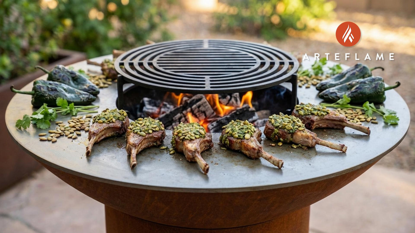 Arizona Poblano Crusted Grilled Lamb Chops on the Arteflame
