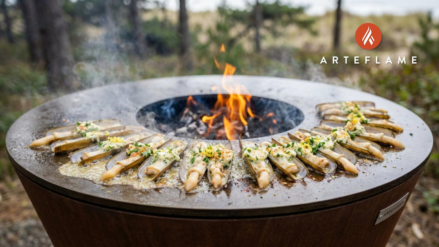 Smoky Grilled Washington Razor Clams with Garlic Herb Butter