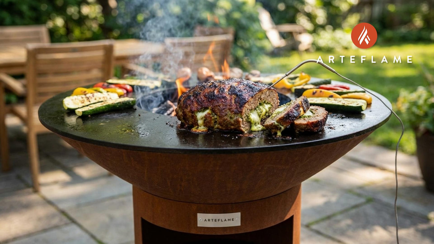Grilled Pesto-Stuffed Meatloaf on the Arteflame