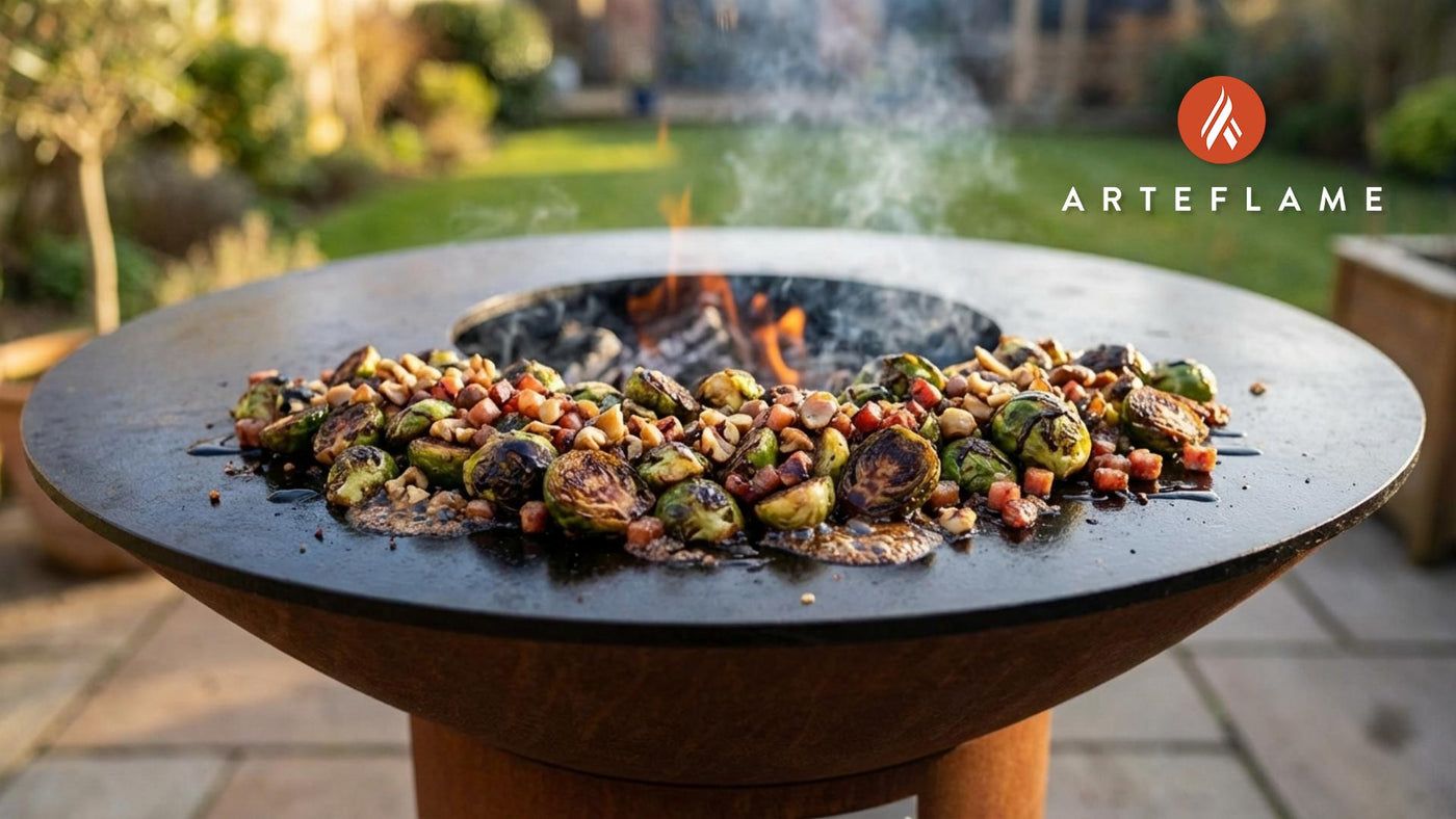 Smoky British Charred Brussels Sprouts with Balsamic Glaze