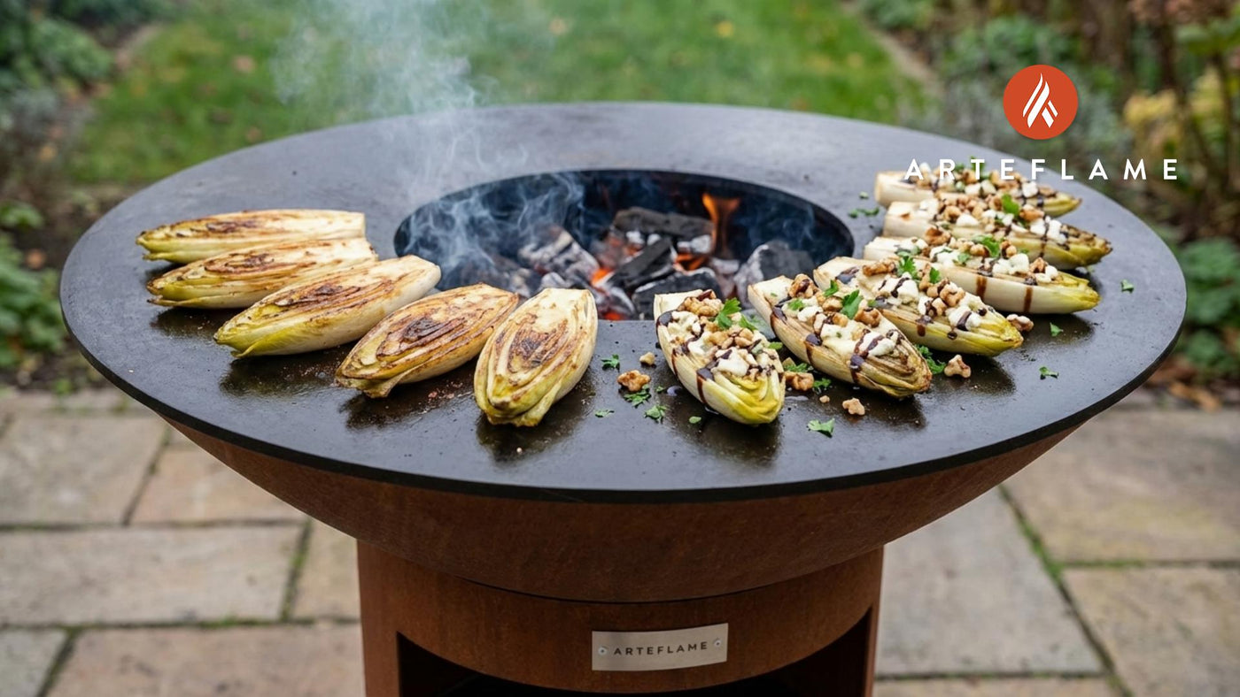 Smoky Grilled Belgian Endive Salad with Goat Cheese & Walnuts