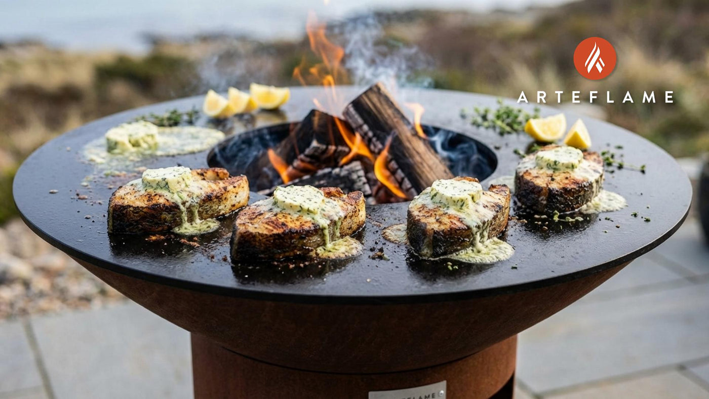 Grilled Massachusetts Codfish Steaks with Herb Butter