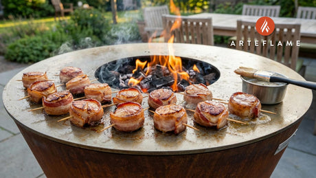 Grilled Vermont Applewood Bacon Wrapped Scallops with Maple Glaze