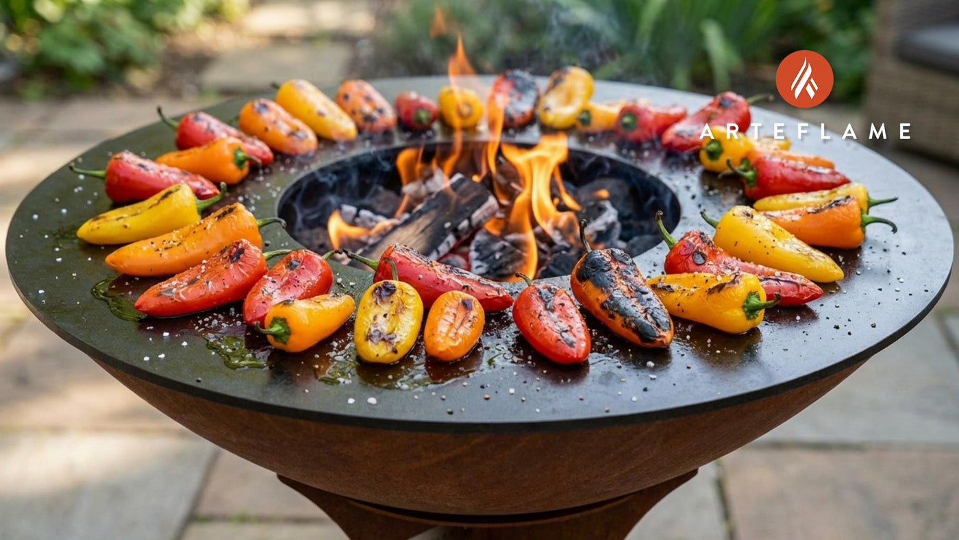 Charred Florida Sweet Peppers with Sea Salt on the Arteflame Grill