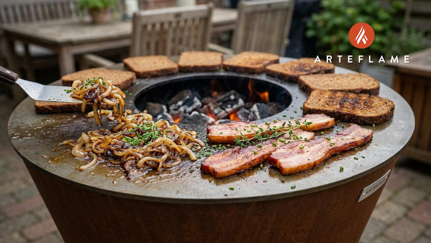 Grilled Danish Smørrebrød: Caramelized Onions & Bacon on Rye