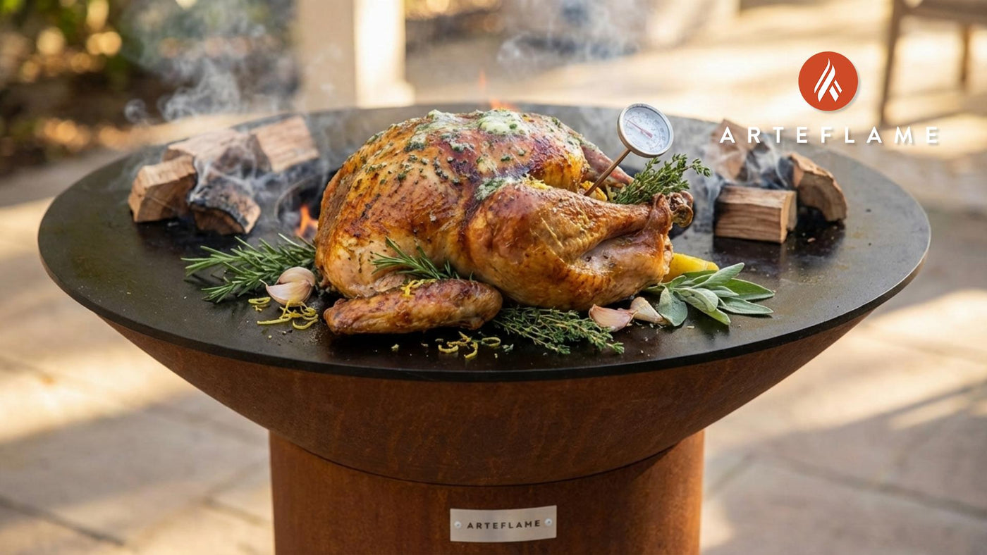 Smoky Grilled Turkey with Herb Butter and Crispy Skin