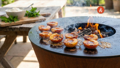 South Carolina Grilled Peaches with Homemade Vanilla Cream