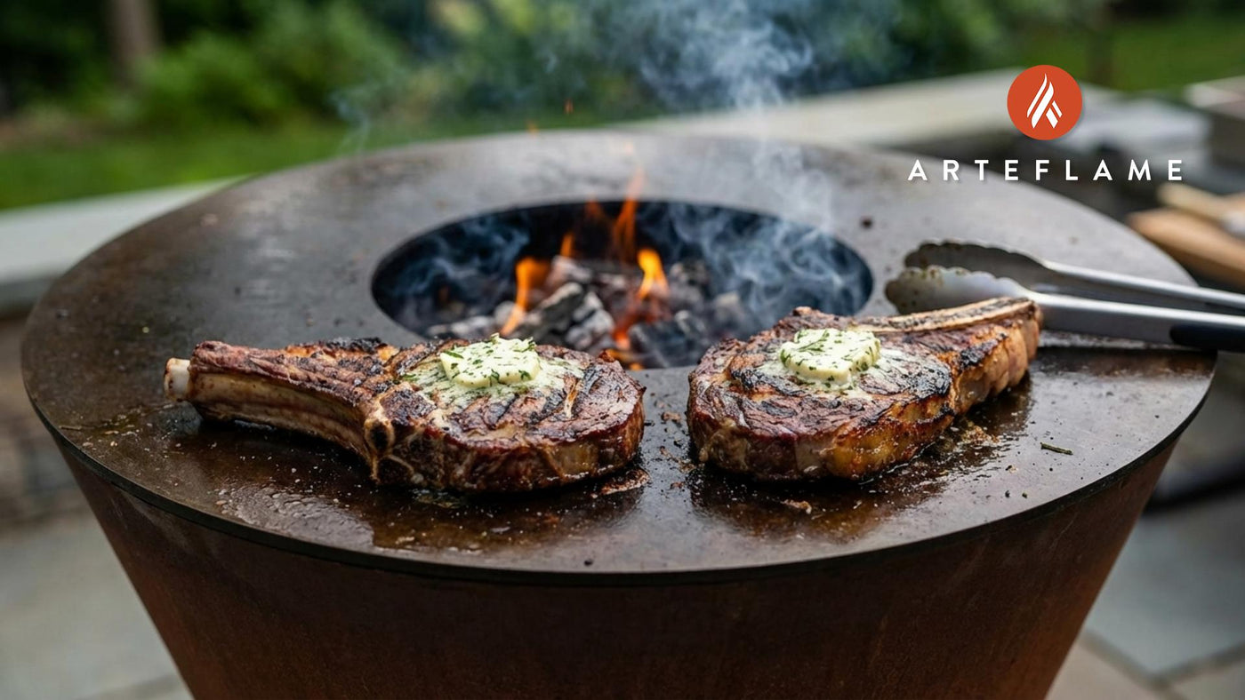 Grilled Bone-In Strip Steak with Garlic Rosemary Butter