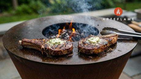 Grilled Bone-In Strip Steak with Garlic Rosemary Butter