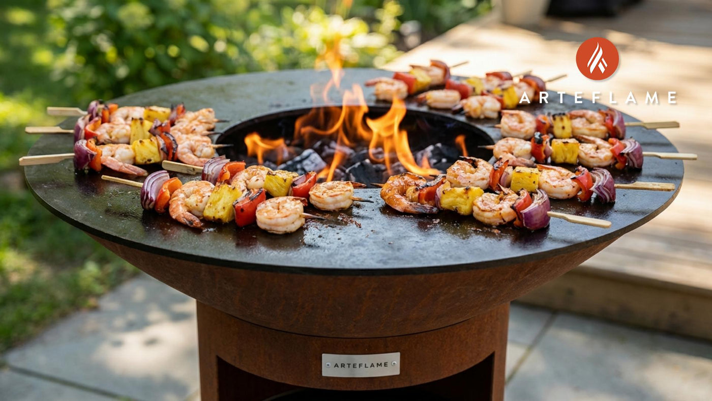 South Carolina Grilled Shrimp & Pineapple Skewers with Gold BBQ Sauce
