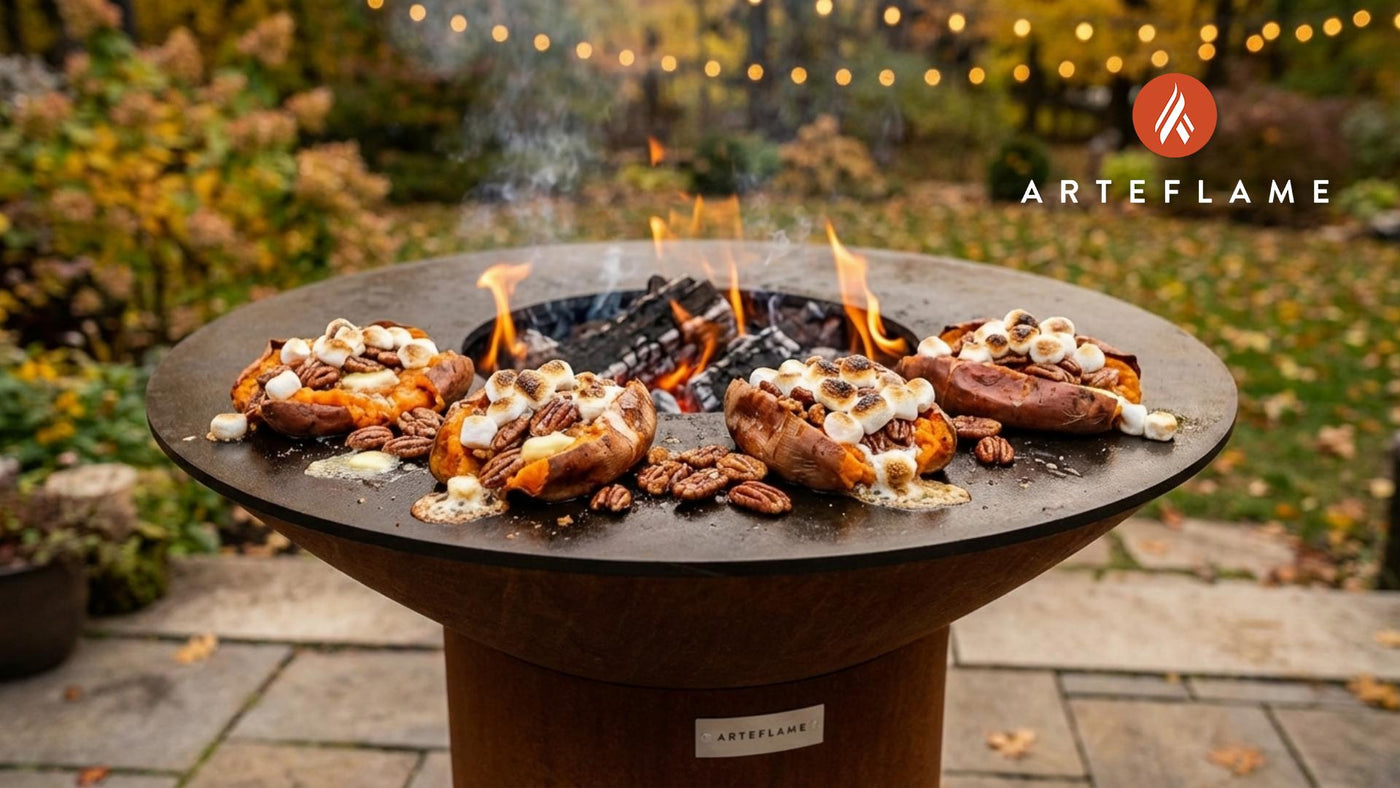 Grilled Yam Smash with Candied Pecans and Toasted Marshmallows