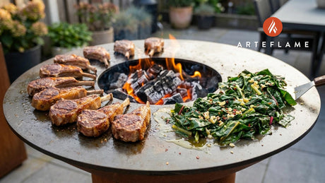 Wood-Fired Perfection: Grilled Lamb Chops with Garlicky Swiss Chard