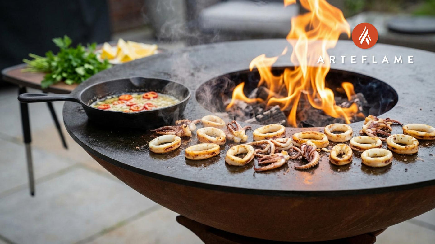 Grilled Rhode Island Style Calamari with Garlic Butter & Hot Peppers