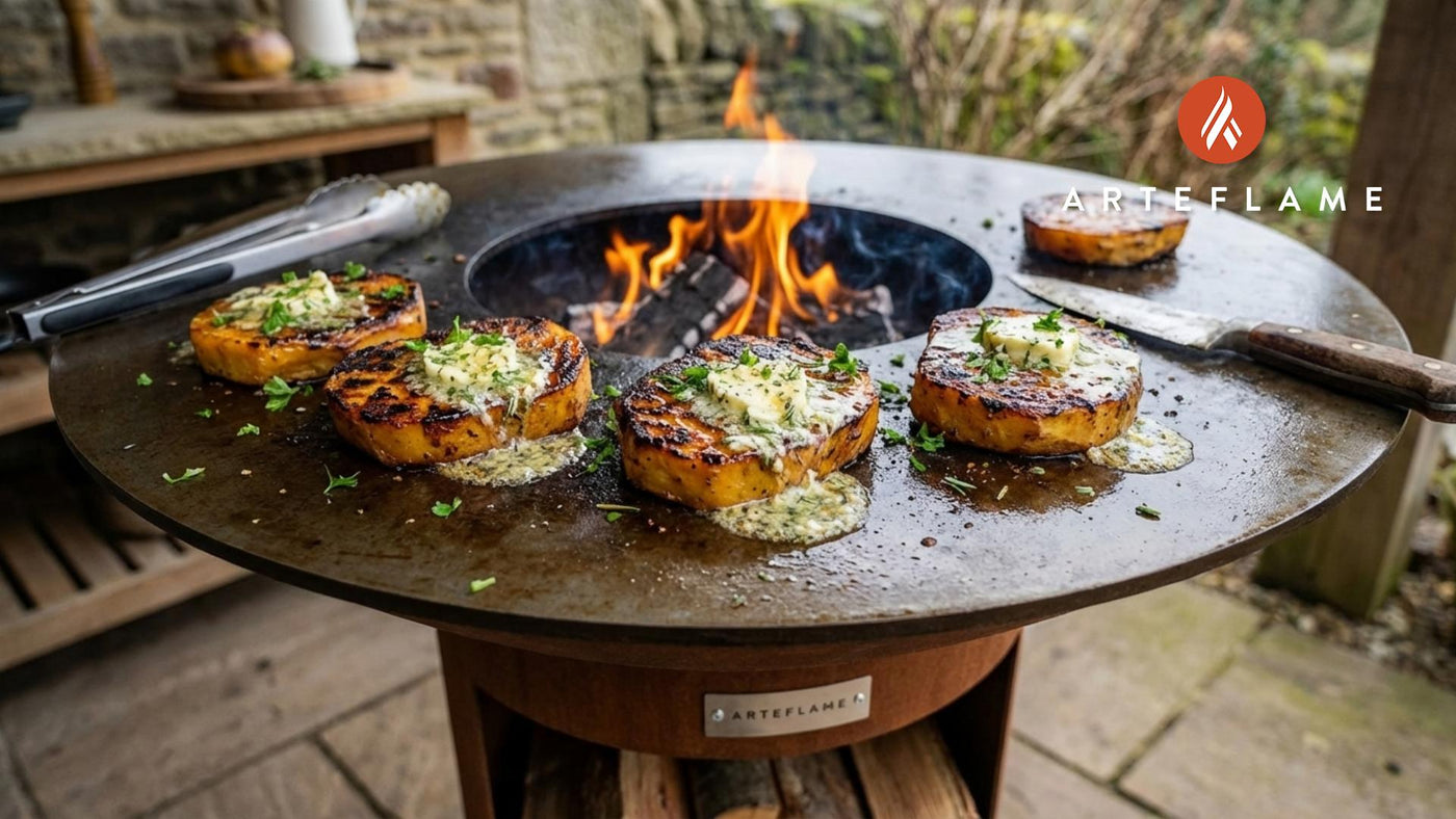 Grilled Welsh Roast Swede Steaks with Garlic Herb Butter