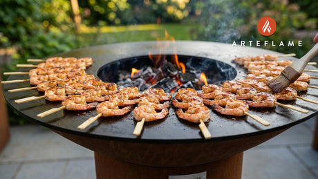 Vermont Maple BBQ Grilled Shrimp Skewers on the Arteflame