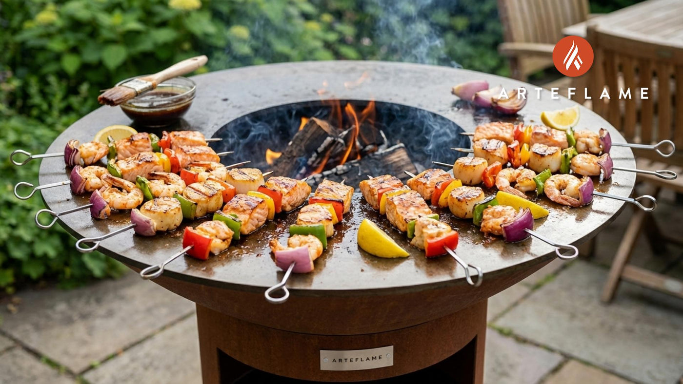 Smoky Irish Seafood Skewers with Whiskey Butter Glaze