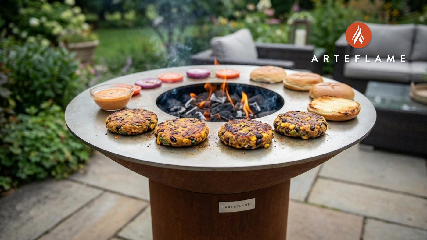 Grilled Veggie Burgers with Extra Sauce on the Arteflame Grill