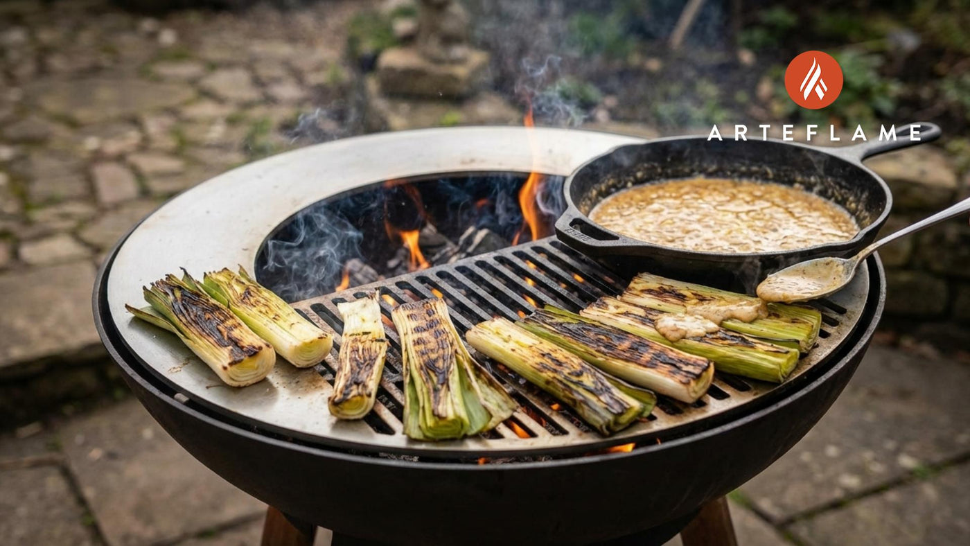 Smoky Charred Leeks with Rich Welsh Mustard Dressing