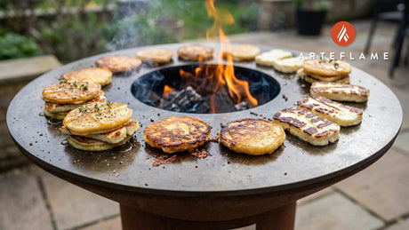 Grilled Rhode Island Jonnycake & Halloumi Stack
