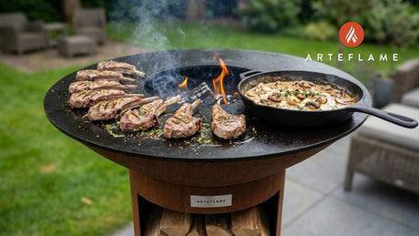 Grilled Lamb Chops with Creamy Mushroom Sauce on the Arteflame Grill