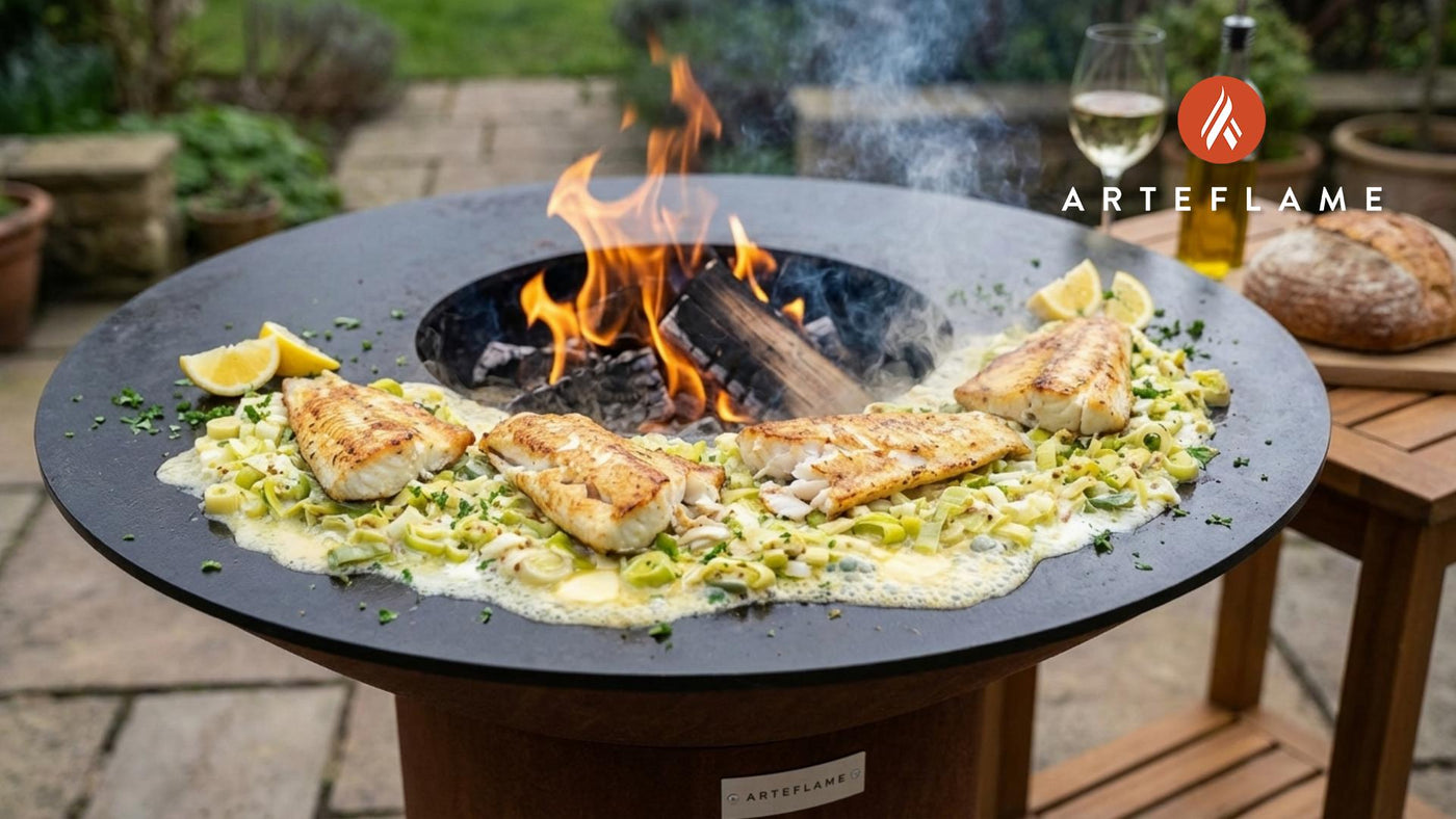 Grilled Smoked Haddock with Creamy Buttered Leeks