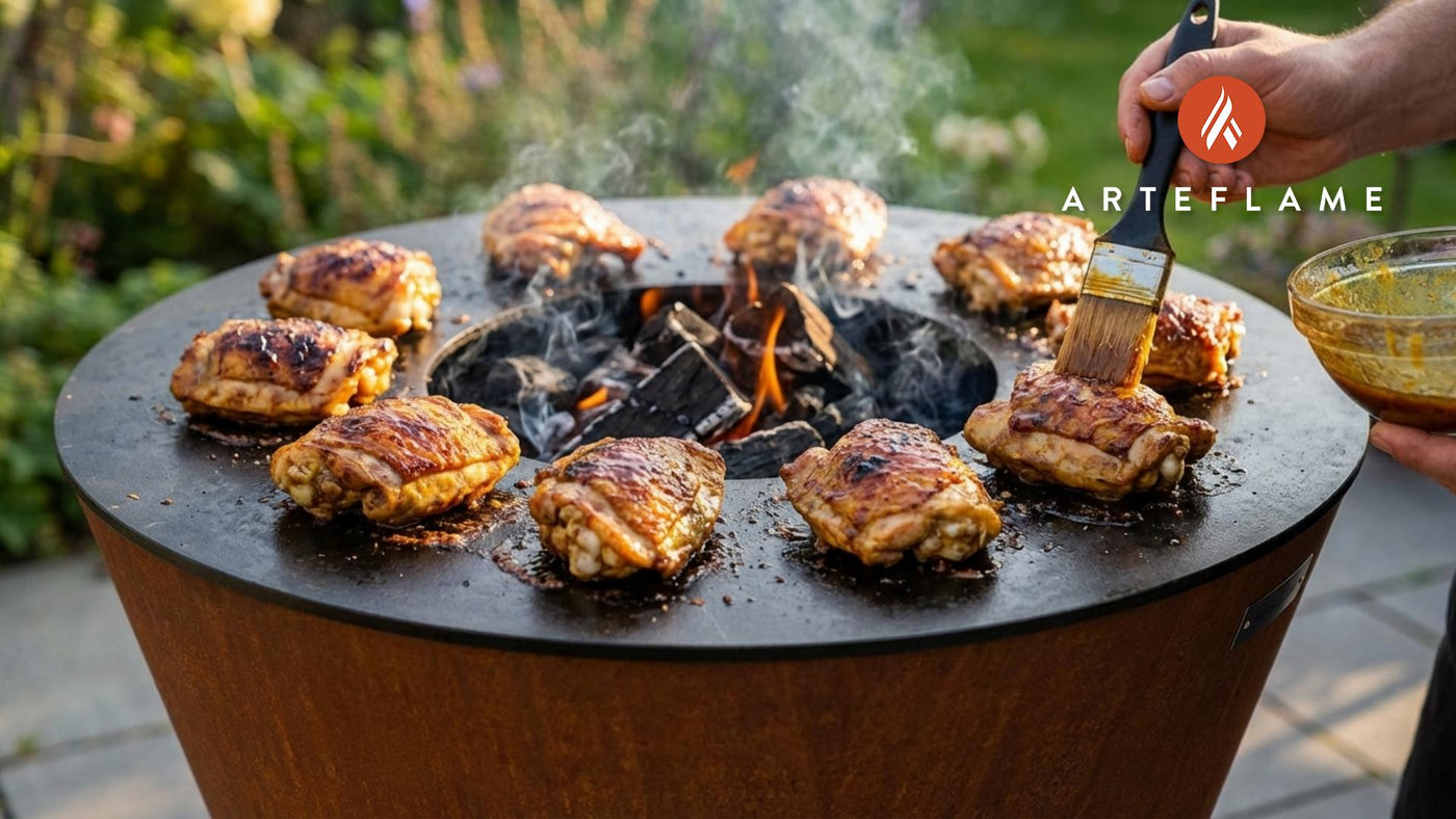 Grilled BBQ Chicken Thighs with Creamy Coconut Curry Glaze