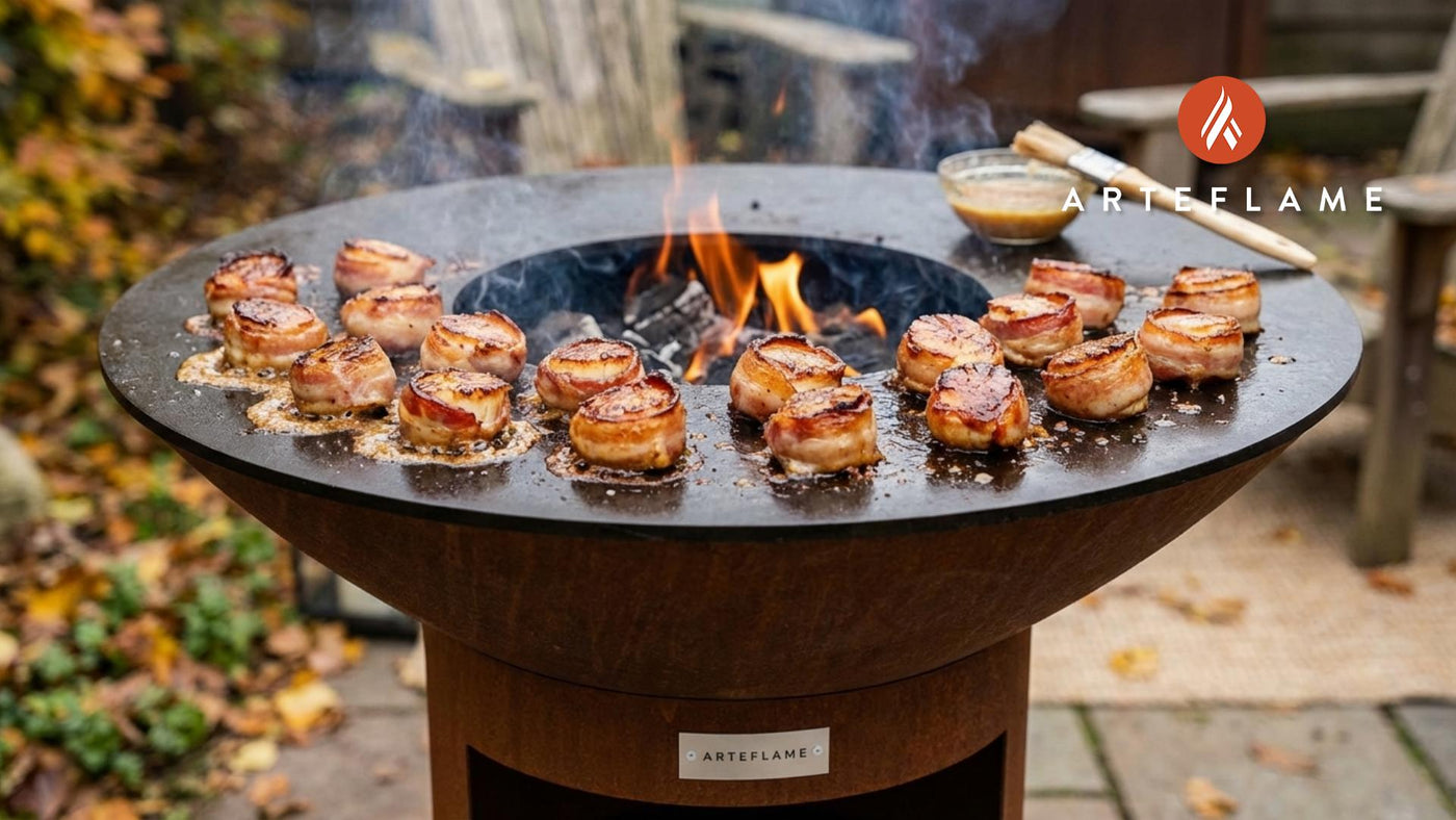Grilled New Hampshire Bacon Wrapped Maple Scallops