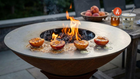 Fire-Grilled Maryland Peaches with Vanilla Ice Cream