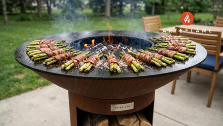 Crispy Grilled Iowa Bacon Wrapped Asparagus on the Arteflame