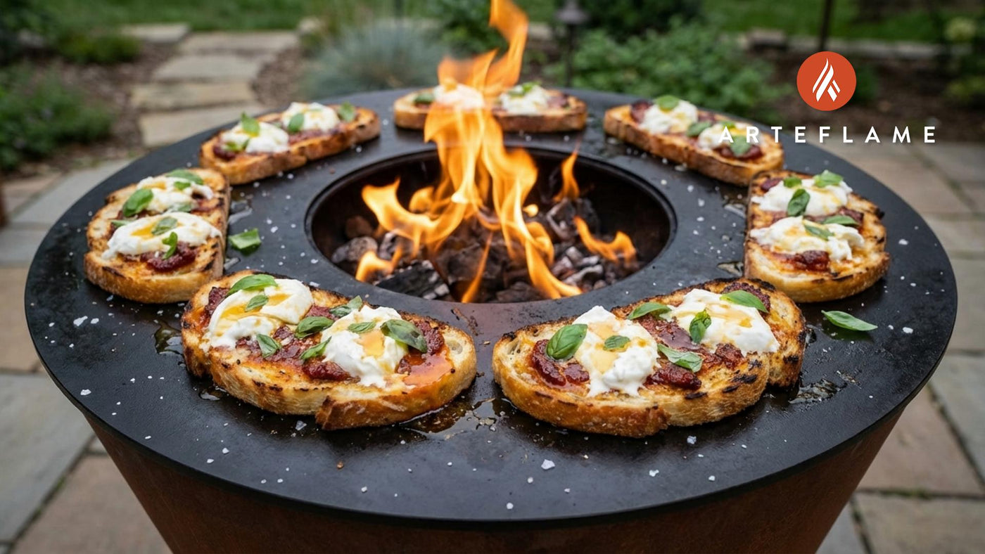 Spicy Grilled Nduja Crostini with Burrata and Hot Honey