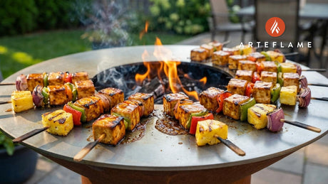 Sizzling Hawaiian BBQ Soy Glazed Tofu Skewers on the Arteflame