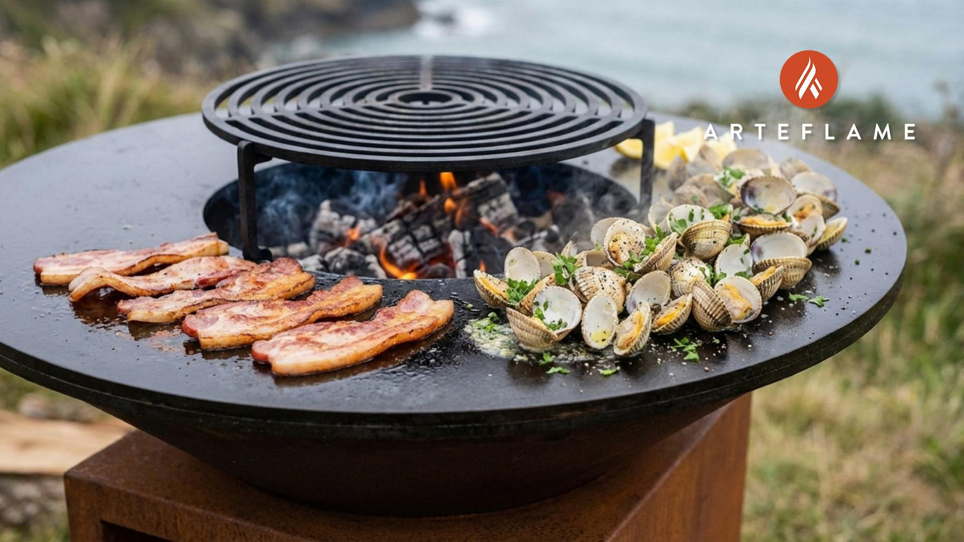 Traditional Grilled Welsh Bacon and Cockles on the Arteflame