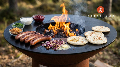 Authentic Norwegian Grilled Flatbread with Reindeer Sausage